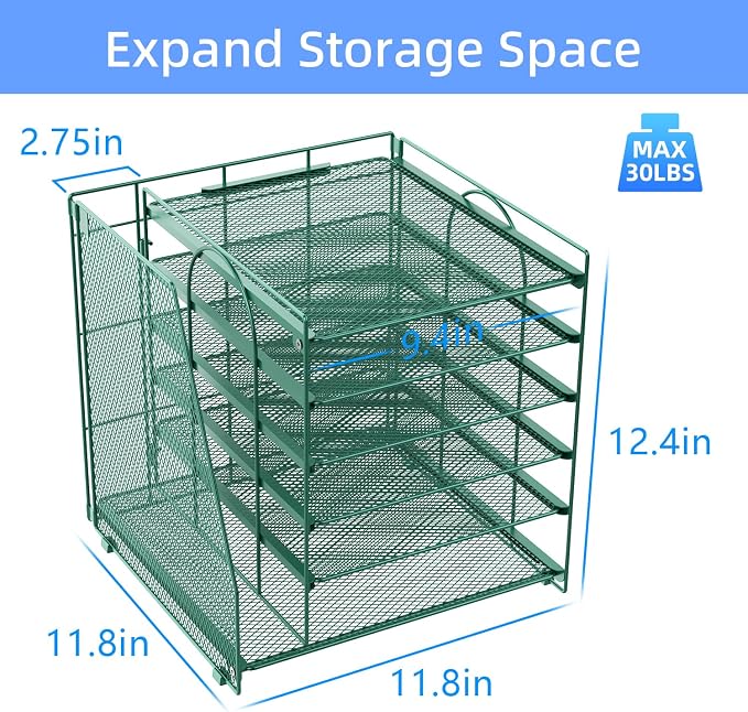 gianotter 6-Tier Paper Organizer With Magazine Holder, Desk Organizers and Accessories, Desk Accessories & Workspace Organizers, File Organizer for Office Supplies Storag (Green, 6-Tier)