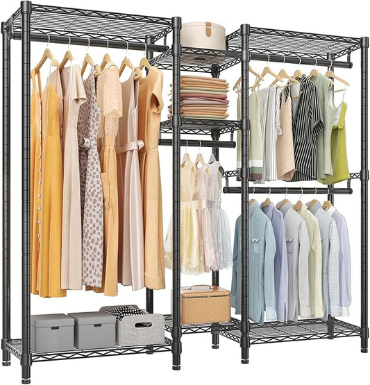 VIPEK Classic V6 Medium Heavy Duty Clothes Rack, Dynamic Closet System | Compact Metal Freestanding Clothing Rack 750lbs Capacity, 5FT Wide Closet Organizer System for Bedroom, Black