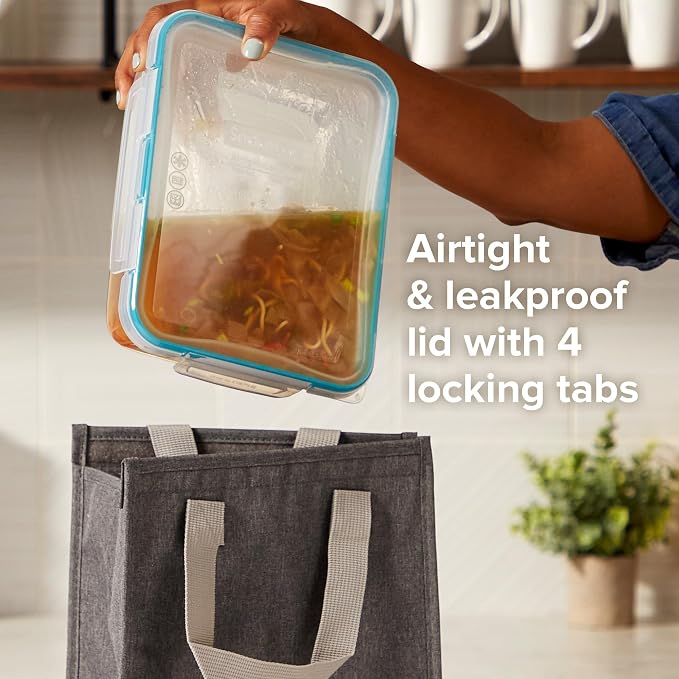 Snapware Plastic Total Solution 2-Pack (8.5-Cup) Food Storage Containers Set, Leakproof & Airtight Plastic Locking Lids Rectangular Tupperware, BPA-Free Lids, Microwave Dishwasher Freezer Safe