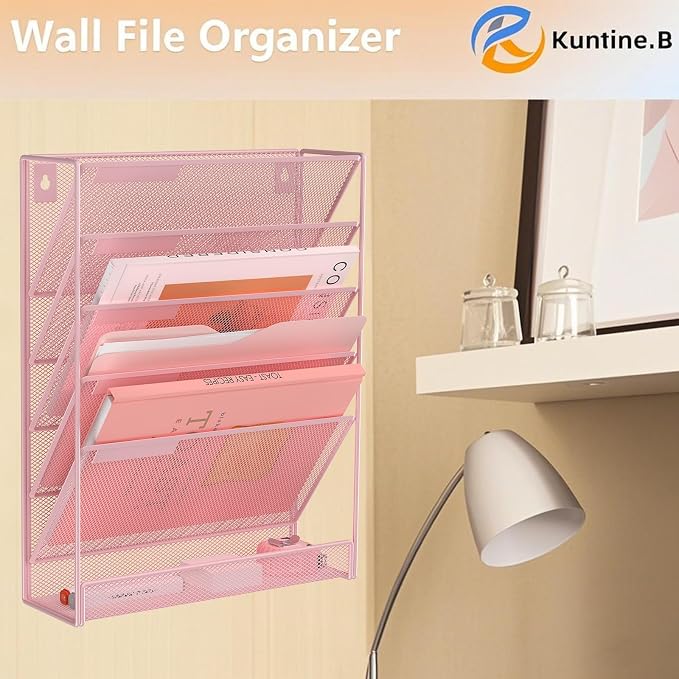 Kuntine.B Wall File Organizer Office Hanging Magazine Holder Wall File Organizer for Office Home