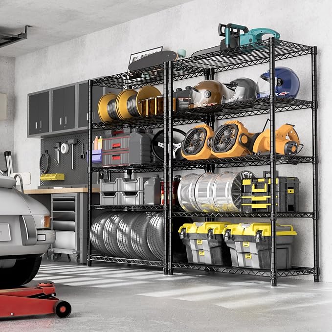 M MZG 1750 lbs Steel Storage Shelving 5-Tier Utility Shelving Unit Steel Organizer Wire Rack for Home,Kitchen,Office,Garage, 1750 LBS Capacity 17.7" D x 47.2" W x 72.3" H