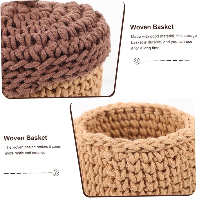 Handwoven Cotton Rope Storage Basket Decorative Organizer for Shelves Large Capacity Space-saving Woven Sundries Box Stylish Desktop Display for Home Kitchen Bathroom