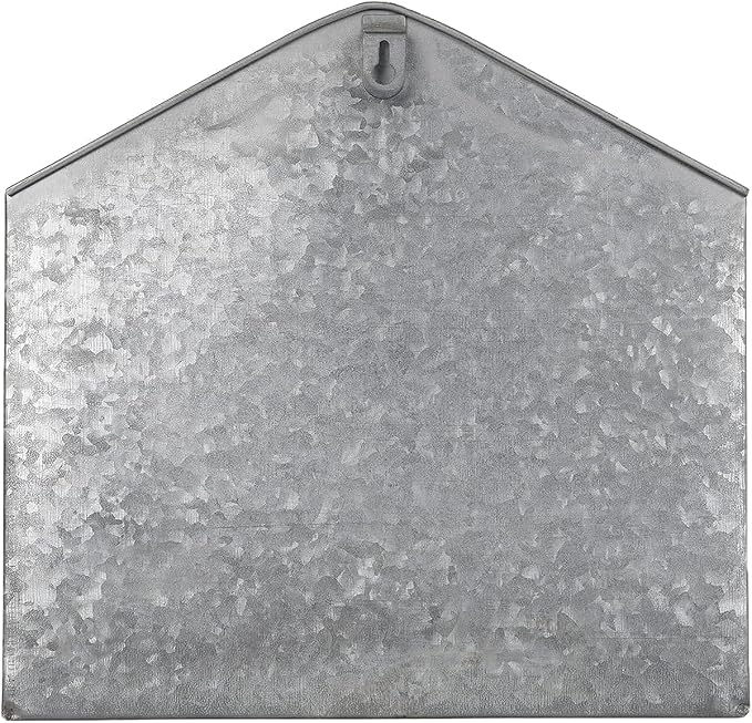 SOFFEE DESIGN Galvanized Mail Organizer - Wall Mount Metal Mail Holder - Envelope Shape Mail Holder for Wall - Paper Letter Magazine Storage - Home and Office Wall Decor - Hanging Letter Basket