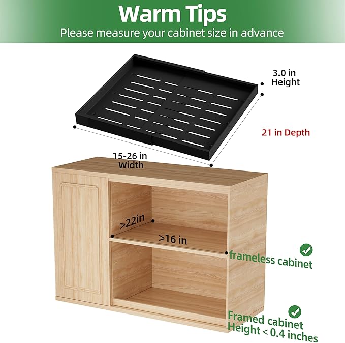 PAKETA 4 Pack Expandable Pull Out Cabinet Organizer,21" Deep | Pull Out Drawers for Cabinets with width from 15" to 26",Sliding Drawers for Cabinets with Upgrade 3 Slide Rails,hold 65 lbs