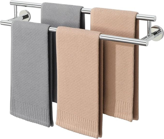 Alise Double Towel Bar,24" Towel Rack for Bathroom Wall Mounted,Chrome | Bathroom Towel Rack SUS304 Stainless Steel Bathroom Towel Holder Quick Drying Hand Towel Holder Towel Bar for Walls