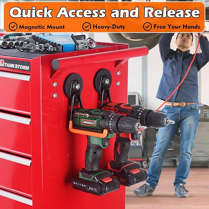 MUTUACTOR Magnetic Hooks,2PCS Storage Magnetic Hooks Heavy Duty,Anti-Scratch Magnetic Mounting Garage Magnet Hooks for Organizing Power Drill,Garden Tools,Hose,Tool Chest,Steel Pegboard,Workshop