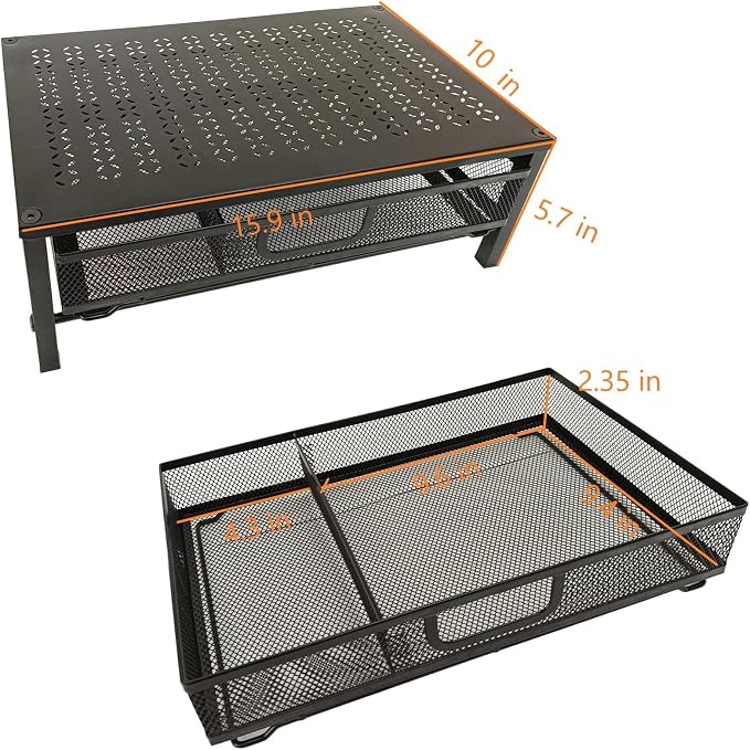 Metal Computer Stand for Desk,Monitor Riser with Drawer ,Desktop Stand for Laptop,Printer and Monitor,Black