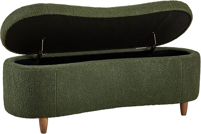 Bailey Boucle-Style Curved Storage Accent Bench