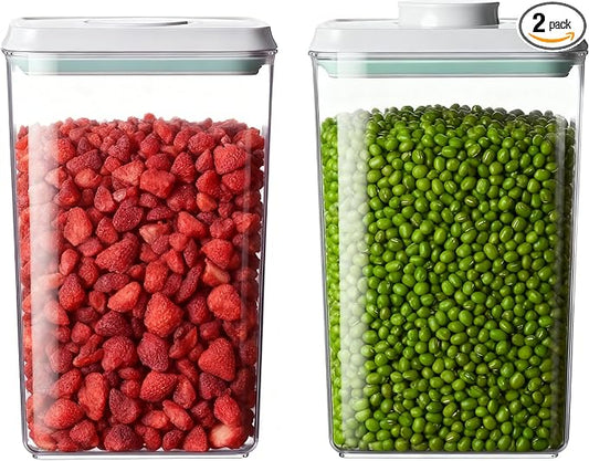 Pop Food Storage Containers Set Large Airtight Food Storage Containers with Pop Lids, Kitchen Pantry Organization and Storage, Cereal, Rice, Flour, Pasta & Snack Container, BPA Free, 2 x 2.8Qt