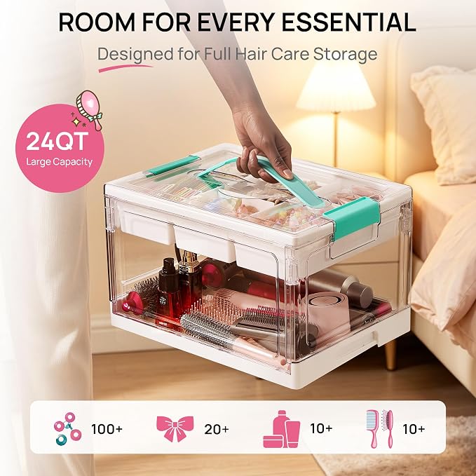 Vtopmart 24 QT Clear Plastic Craft Organizers and Storage Box with Removable Trays and Dividers (2)