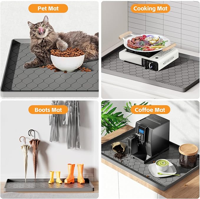 Winisok Silicone Under Sink Mat 25" x 22", kitchen Essentials and Gadgets, Shelf liner and Cabinet Protector, Home Organizers and Storage, Waterproof Bathroom Tray