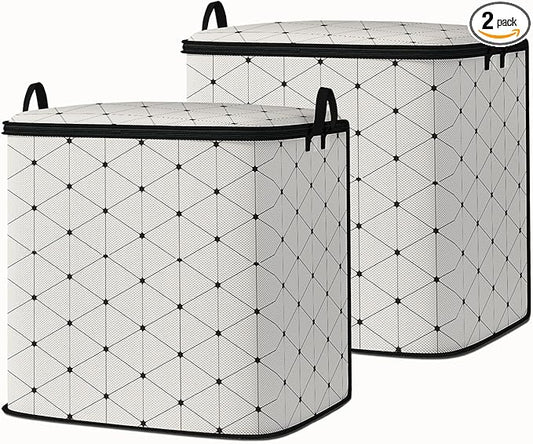 king comforter storage bag,blanket organizer with zipper 95L (2pack) | quilt duvet sweater sheet bedding pillow clothes storage for closet,dorm moving essentials containers with portable handles
