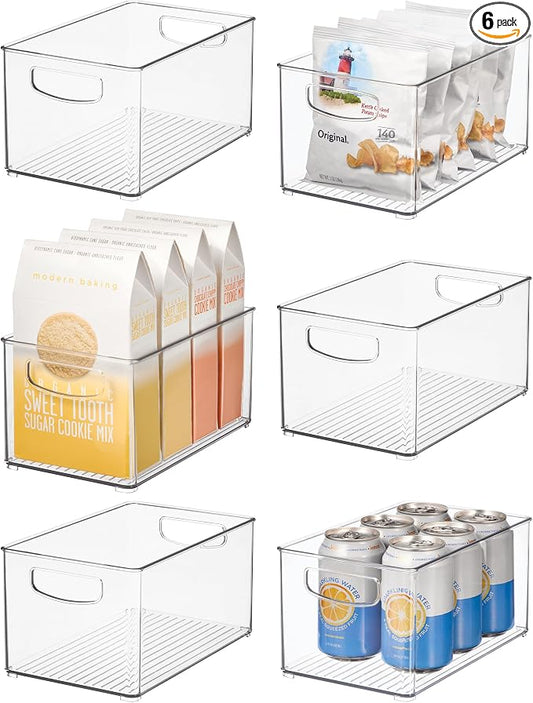 iDesign Stackable Clear Plastic Bin, 6-Pack | Kitchen Organizers and Storage, For Fridge and Pantry