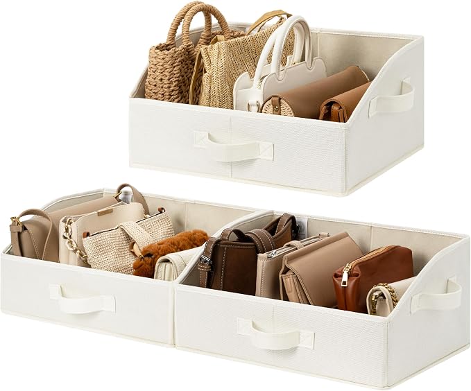 GRANNY SAYS Trapezoid Closet Storage Bins, Medium, Pearl White, 3-Pack | Closet Organizer Bins for Shelf, Closet Organizers and Storage for Purses, Clothes, Toys, Towels, 16½"Lx11"Wx7¾"H