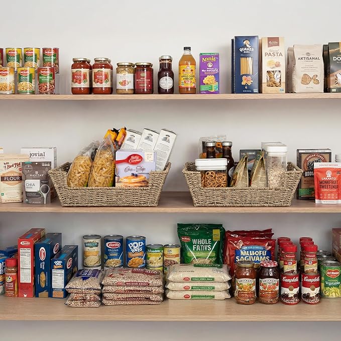 Storageworks Pantry Baskets For Organizing, Woven Baskets, Seagrass