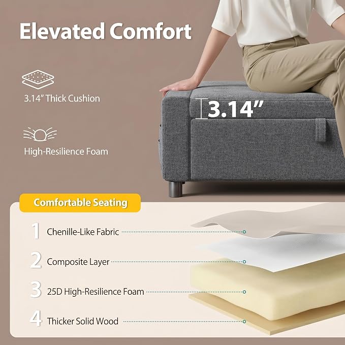 Marsail Upholstered Bench Rectangle Ottoman with Storage Bench for Bedroom End of Bed, Tufted Ottoman with Cushion, Modern Benches for Foot of Bed, Living Room, Entryway, Grey