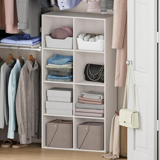 Furinno Reed 8-Cube Closet Organizers and Storage, White | Closet Storage, Closet Organizer for Bedroom, Study Room, Hallway