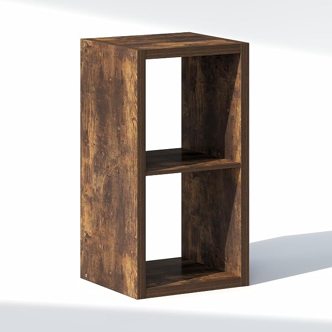 Furinno Cubic Extra Thick 2-Cube Closet Organizers and Storage, Amber Pine | 14.6 x 16 x 30 in, Open Shelf Closet Storage, Closet Organizer, for Wardrobe, Bedroom, Living Room
