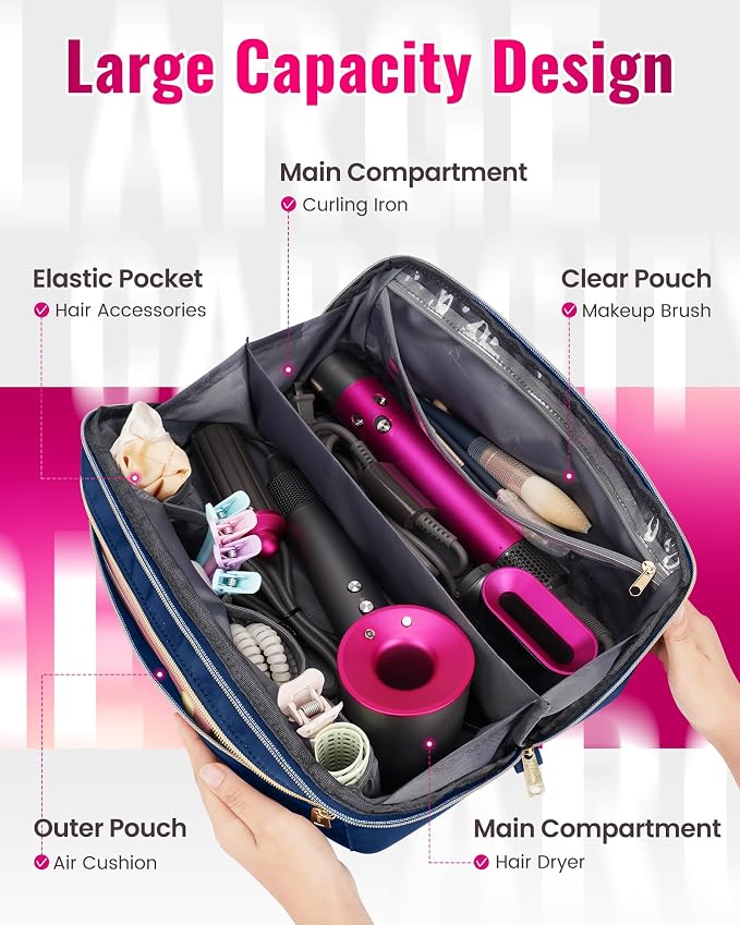Mancro Hair Tools Travel Bag Compatible with Shark Flexstyle | Wide-open Hot Hair Tool Organizer with Separate Heat Resistant Mat, Hair Accessories Organizer for Straightener, Curling Iron