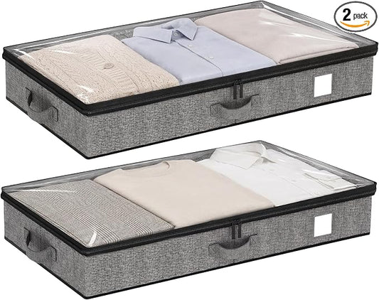 Fixwal Underbed Storage Containers 2 Pack Reinforced Under bed Organizer