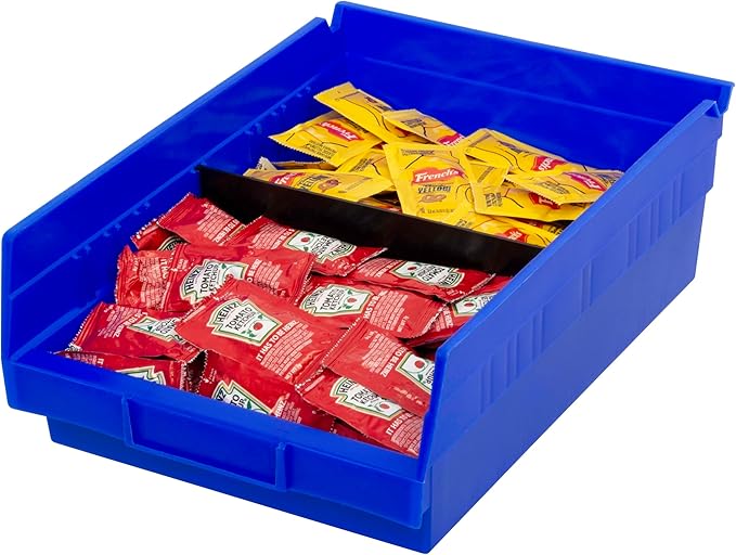 Akro-Mils 30150 Heavy Duty Plastic Shelf Bins, 12"x 8"x 4", Blue, 12-Pack | Heavy Duty Nesting Storage Bins for Garage, Closet, Refrigerator, Kitchen, Cabinet, Drawer Organization, Pantry Organization