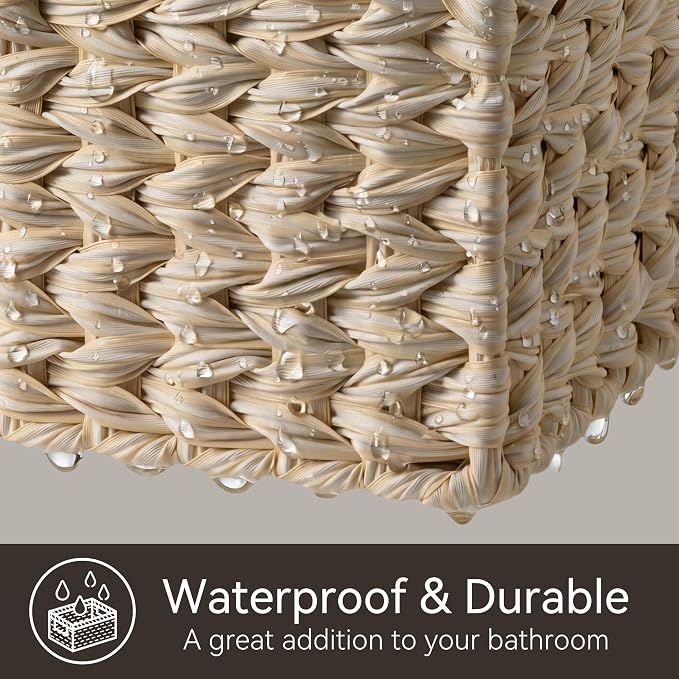GRANNY SAYS Basket for Organizing, Wicker Storage Basket for Shelves, Woven Basket for Storage, Waterproof Shelf Basket for Living Room, Rectangular Woven Basket with Handles, 1-Pack