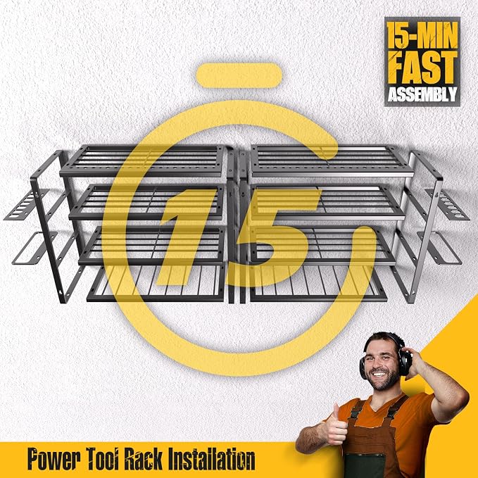 Spampur Power Tool Organizer Wall Mount | 4 Layers, Heavy Duty, Garage Storage