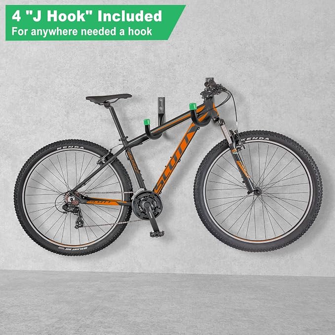 Garage Hooks, 20-Pack Steel Garage Accessories for Organization and Storage, Heavy Wall Mount Duty Hooks with Anti-Slip Coating for Hanging Ladder, Bike, Power Tools and More Tools, Green