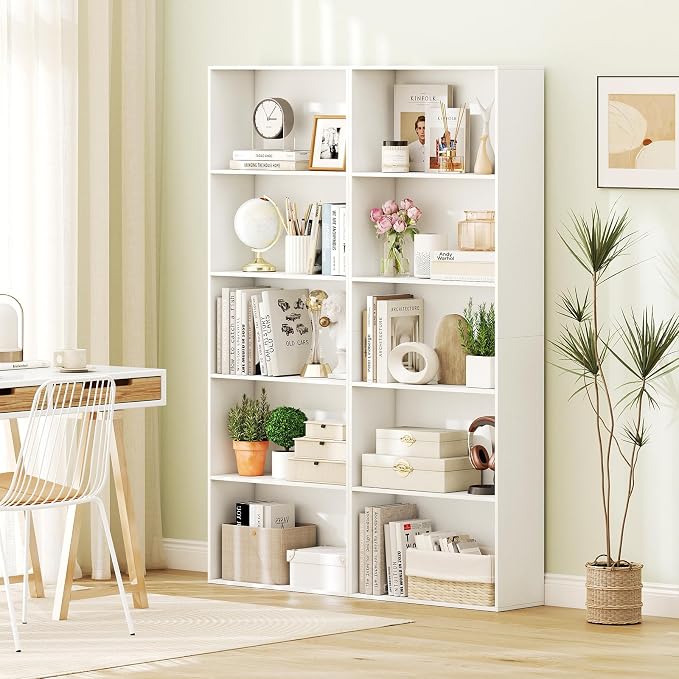 Giantex 5-Tier Bookshelf, Freestanding Bookcase with 5 Open Shelf, Modern Display Shelf, Storage Organizer for Living Room Bedroom Home Office