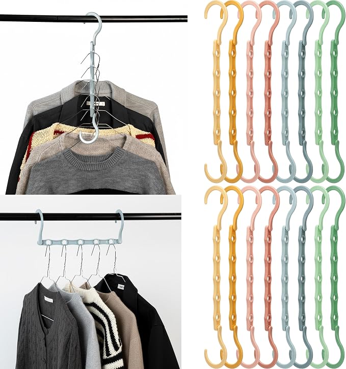 Mr. Pen- Space Saving Hangers, 16 pcs, 360° Rotating Hooks | Magic Cascading Hanger Organizer with 5 Enclosed Slots, Closet Organizers and Storage for Clothes
