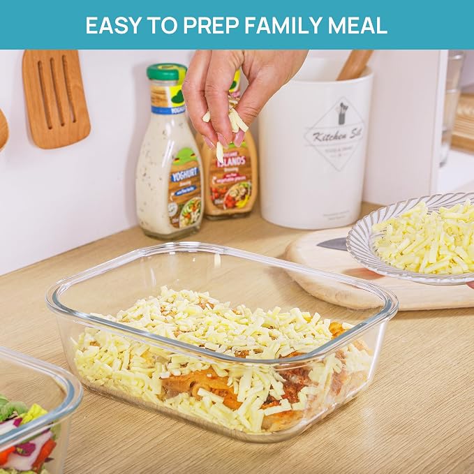 Vtopmart 2Pack 2260ml/76.4oz Extra Large Glass Storage Containers, Green | Meal Prep Food Container Set with Snap Airtight Lids, Microwave, Oven, Freezer, Dishwasher Safe, Baking, BPA Free