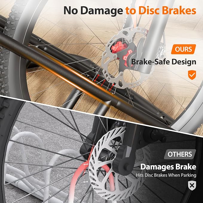 Mr IRONSTONE Floor Bike Rack for Garage, Indoor/Outdoor Bicycle Storage Stand, Parking Rack for Mountain, Road & Kids Bikes (Black, 4-Slot)
