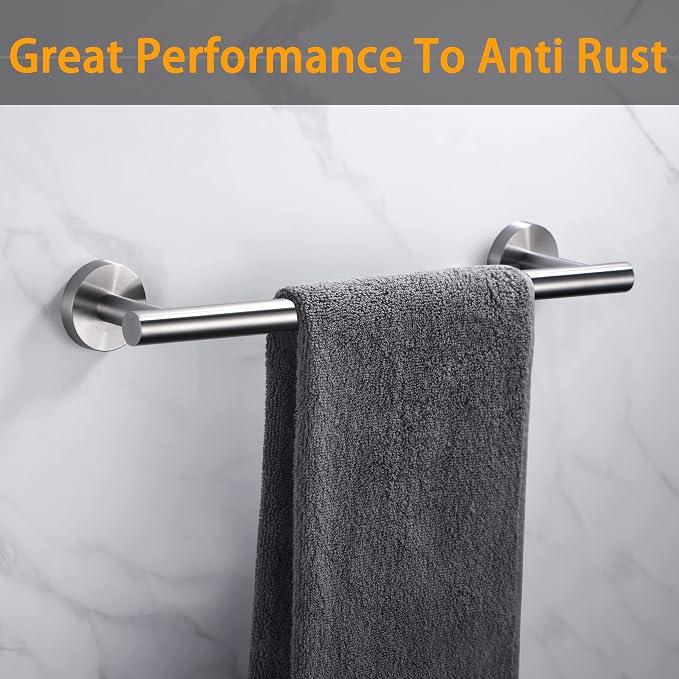 Nolimas Brushed Nickel Bath Towel Bar Single Bars Towel Rack Rod Classic Wall Mounted Stainless Steel Bathroom Toilet Kitchen Towel Bar Towel Shelf Single Layer,16inch-2 Pack
