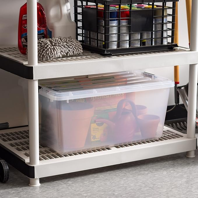 IRIS USA 68 Qt Stackable Storage Bins with Lids, Clear | Clear design makes contents easy to identify while organizing closets, bedrooms and storage rooms, Stackable and nestable