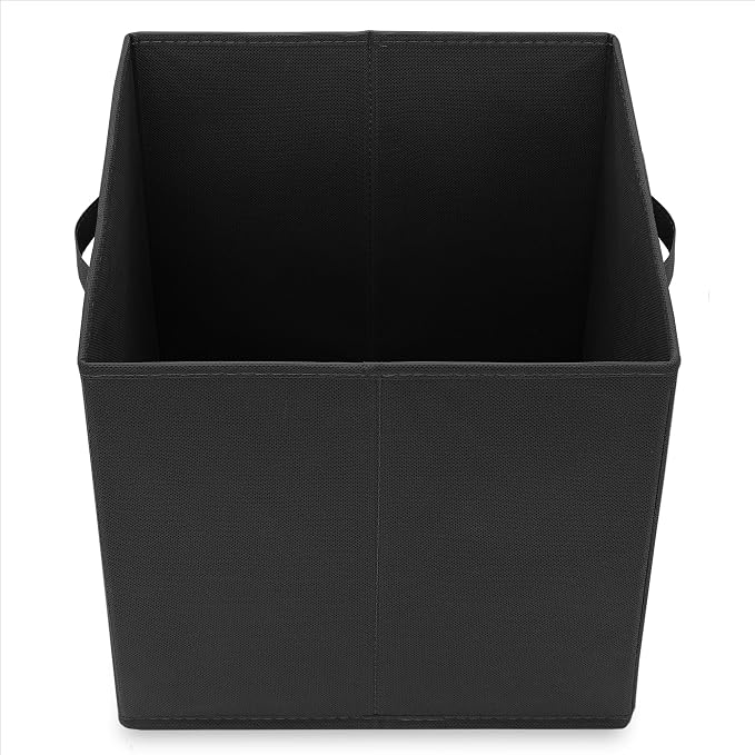 Casafield Set of 6 Collapsible Fabric Cube Storage Bins, Black - 13" Foldable Cloth Baskets for Shelves, Cubby Organizers & More