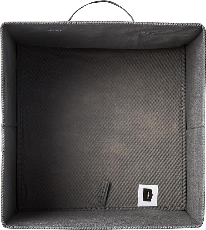 Amazon Basics Collapsible Fabric Storage Cube Bins Organizer with Handles for Organizing, Sturdy, Gray, 13 x 13 x 13 inch, 6-Pack