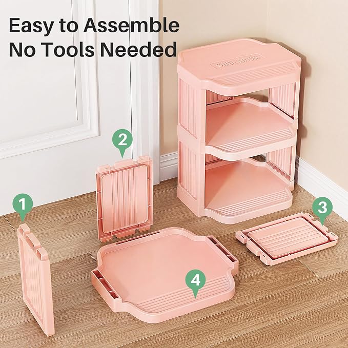 Kitstorack 10-Tier Vertical Plastic Shoe Rack, Freestanding Stackable Shoe Storage Organizer Cubes Shoe Shelf Tower or Small Closets and Tight Spaces, Pink
