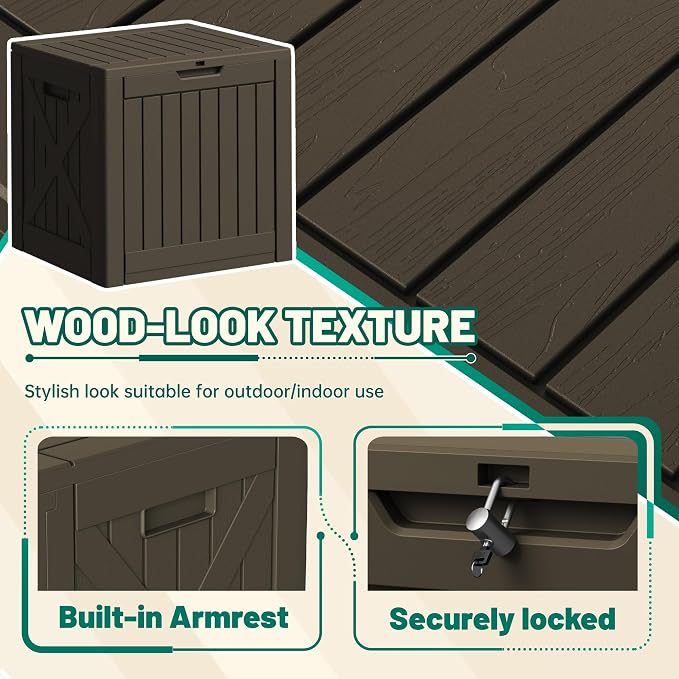 Devoko 40 Gallon Deck Box Lockable Outdoor Storage Box Waterproof for Patio | Weatherproof Use Indoors Outdoors, Holds Patio Cushions, Garden Tools & Pool Supplies, Easy 15-min assembly.
