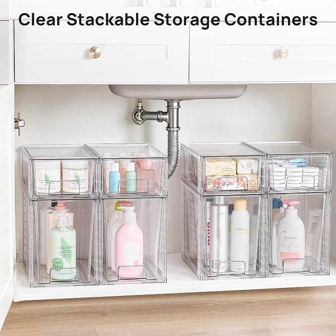 Vtopmart Clear Stackable Storage Drawers
