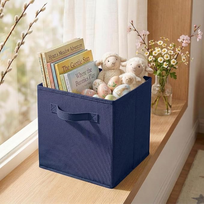 ShellKingdom Storage Bins, Foldable Fabric Storage Cube And Cloth Organizer | Storage Drawer For Closet And Toys, 13 X 13 X 13 INCH, 6 Pack (Dark Blue)