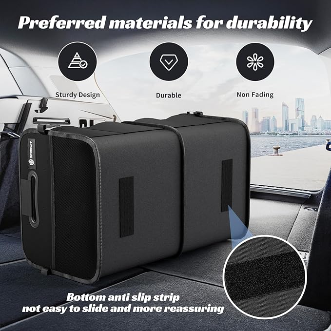 Sposuit Trunk Organizer for Car - 70L Collapsible Sturdy Car Storage, Black | 11 Pockets & Reinforced Handles, Large Capacity, SUV Trunk Organizers for Grocery Cargo, Non-Slip Bottom