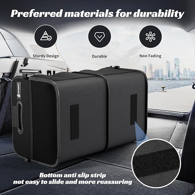 Sposuit Trunk Organizer for Car - 70L Collapsible Car Storage, Black, 2 Pcs | 11 Pockets & Reinforced Handles, Large Capacity, SUV Trunk Organizers for Grocery Cargo, Non-Slip Bottom