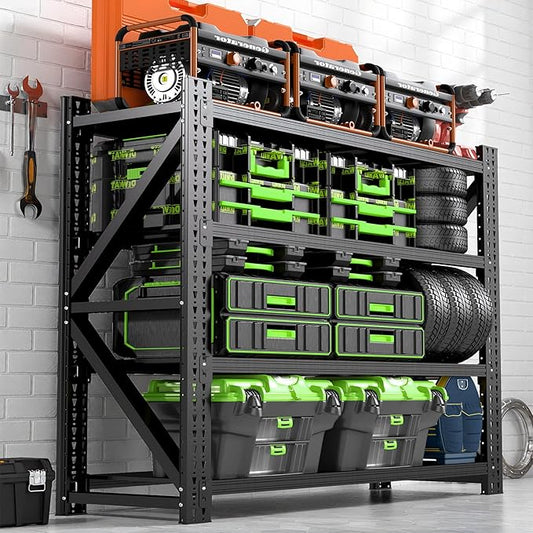 Heavy Duty Garage Storage Shelves 5000LBS Capacity, 59" Wide Metal Shelving Unit, 4-Tier Adjustable Industrial Rack for Warehouse Basement Shop, 59" W x 24" D x 69" H