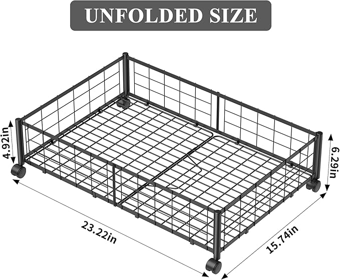 Hleelomi Under Bed Storage with Wheels, 360° Rotating, No-Assembly Underbed Storage Containers, 2PACK