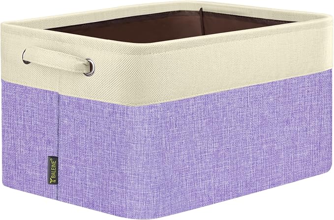 BALEINE 1 Pack Fabric Closet Storage Bins for Shelves, Linen Closet Organizers and Storage, Decorative Baskets for Organizing, Shelf, Clothes, Home, Office (Lavender, 12"x8"x8")