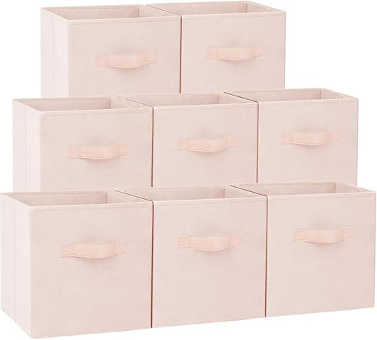 Criusia Storage Cubes - 13 Inch Heavy Duty Fabric Storage Bins for Shelves Closet Cube Organizer - 8 Pack Collapsible Cube Storage Bins Baskets for Clothes Blankets Toys - Nursery Organization