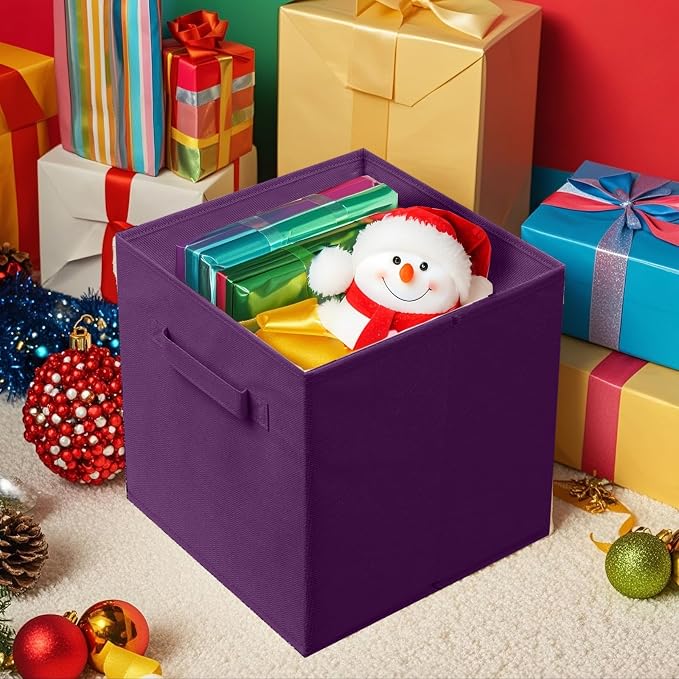 ShellKingdom Storage Bins, Foldable Fabric Storage Cubes And Cloth Storage | Storage Organizer For Closet And Toys, 10.5x10.5x11 INCH, 2 Pack (Purple)