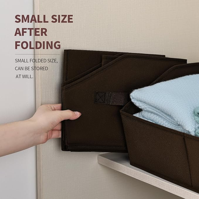 Homsorout Trapezoid Closet Storage Bins - Large Fabric Baskets for Organizing, Storage Baskets for Shelves, Cube Organizer Bins for Home, Closet, Dorm, 6 Pack, Brown