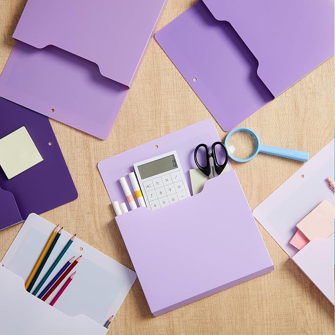 6 Pcs Magnetic Wall File Organizer Magnetic Wall File Holder Refrigerator Magazine Holder for Mail Letters Paper(Violet Color,Vertical-large)