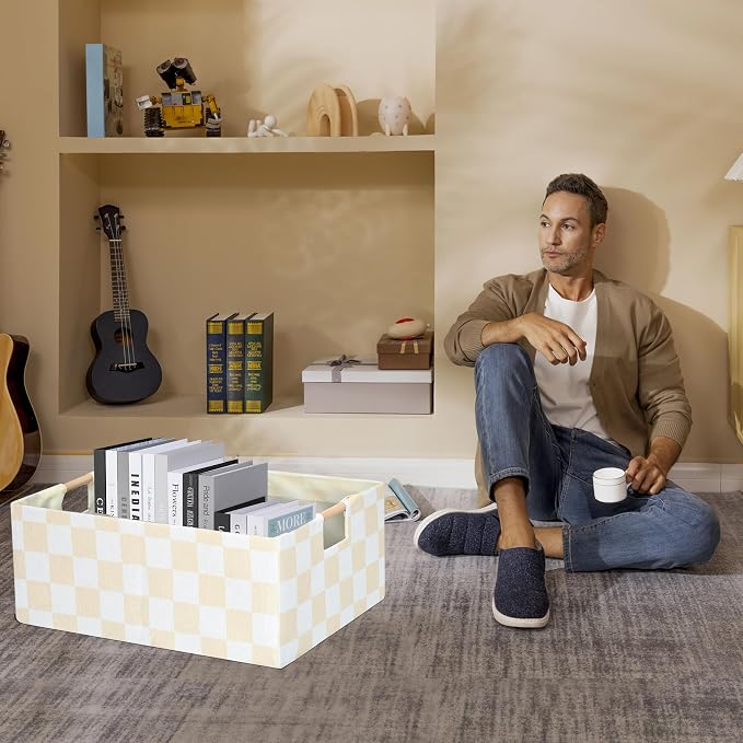 Storage Bin for Shelves Rectangle Closet Baskets Foldable Box with Handles, Gray Storage Bins, Storage Boxes for Home Office Car Dormroom